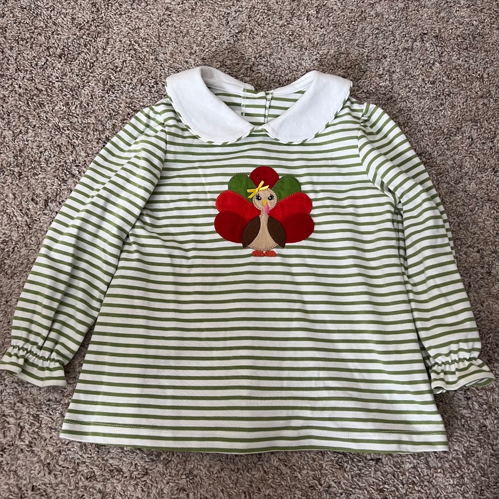 Zuccini Kids Turkey Thanksgiving Appliqué Blouse Shirt Girl's